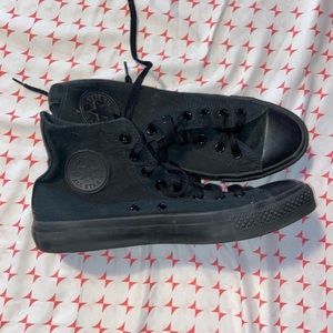 COPY - All black Converse high tops, men’s size 8